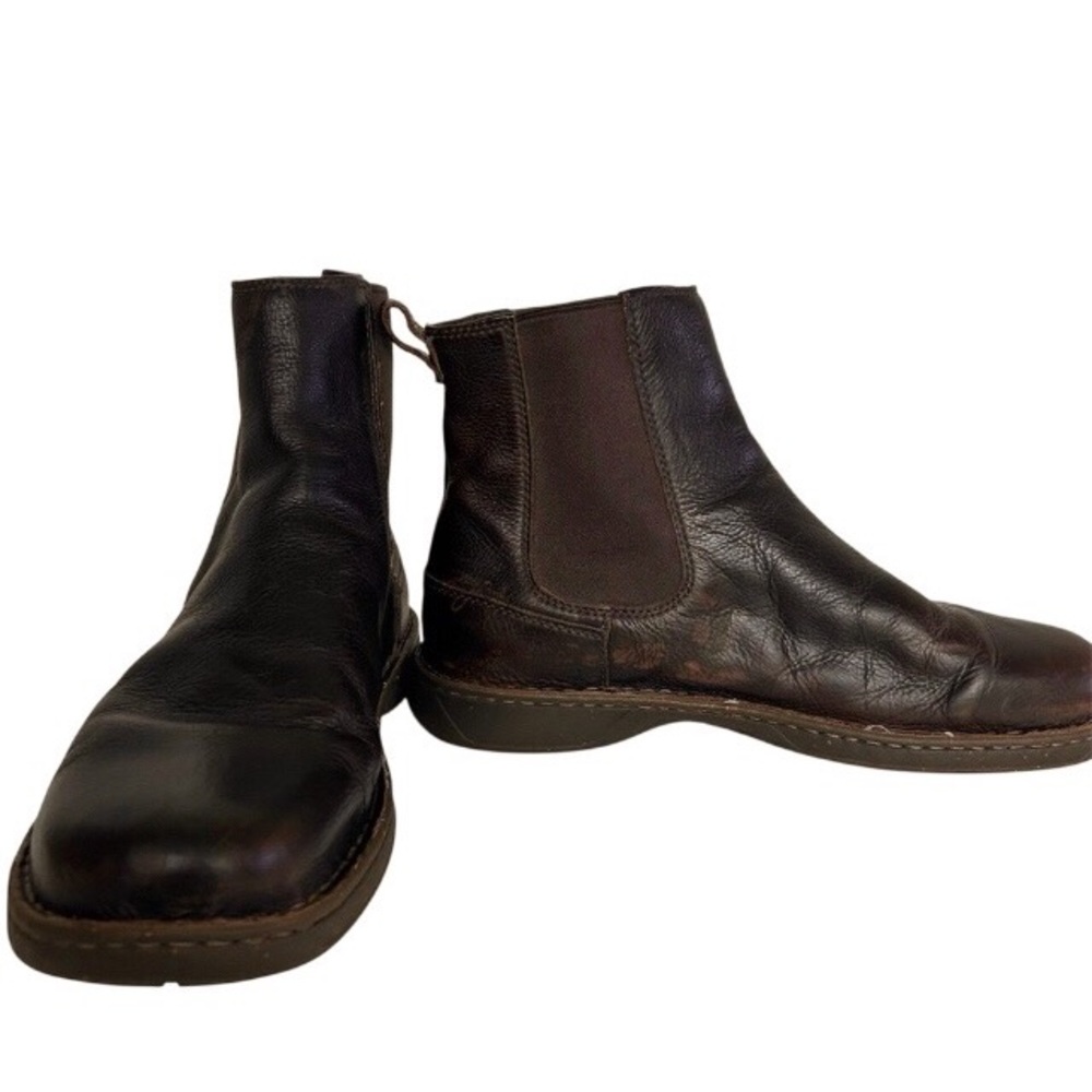 UGG Men’s Size 10.5 Brown Leather Chelsea Boots Pull-On Winter Fall Boot - Picture 5 of 8